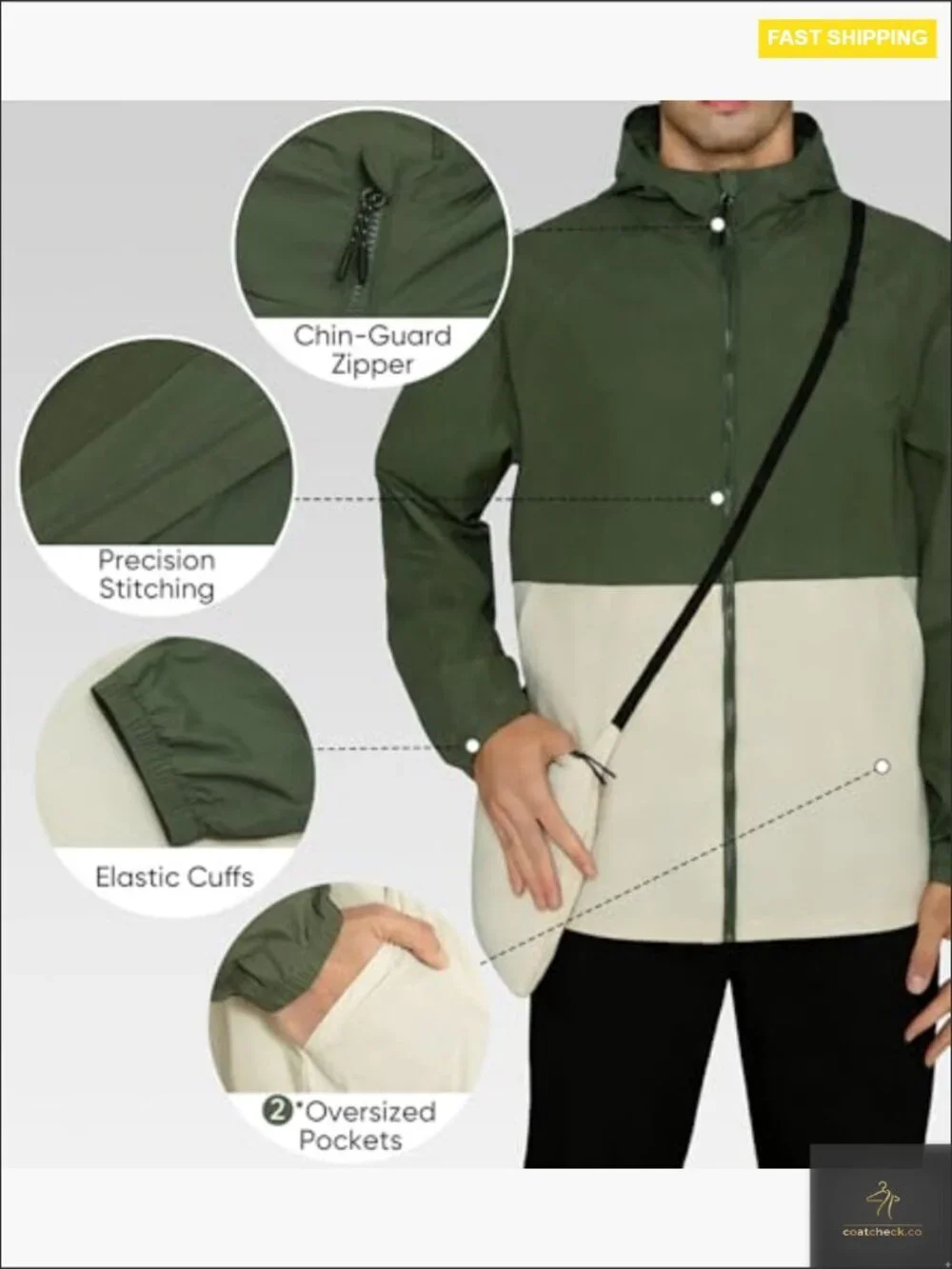 Lightweight Packable Jacket with Hood Water Resistant Windbreaker UPF 50+ Stain